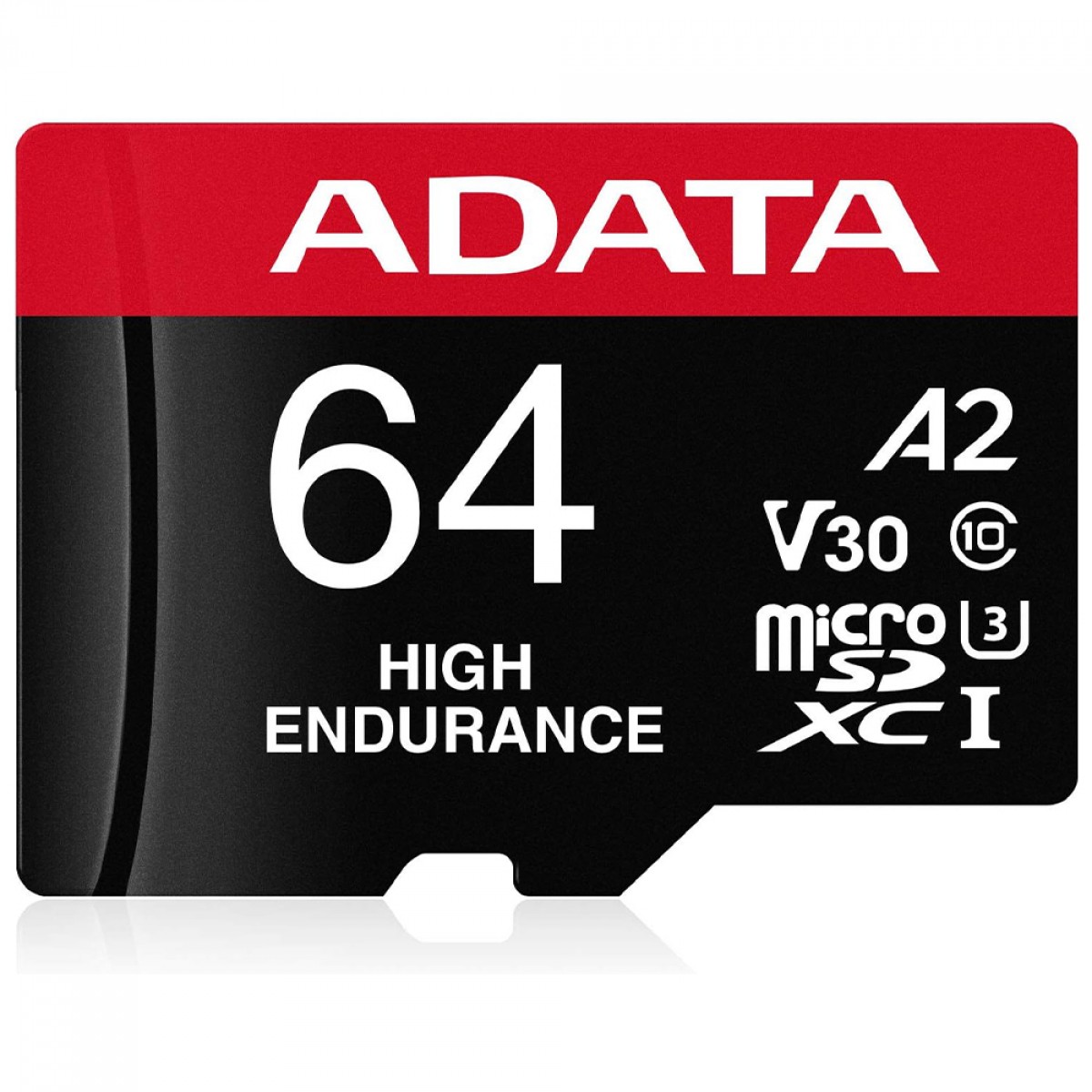 Cartão De Memória Adata High Endurance MicroSDXC/SDHC UHS-I, 64GB, Classe 10, Com Adaptador, AUSDX64GUI3V30SHA2-RA1