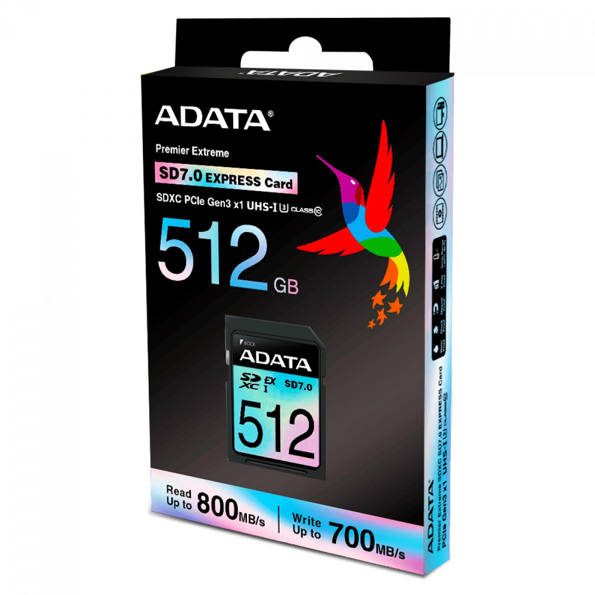 Cartão De Memória Adata Premier Extreme SDXC SD 7.0, 512GB, Com Mini SSD, PCIe Gen3 e UHS-I, Classe 10, ASD512GEX3L1-C