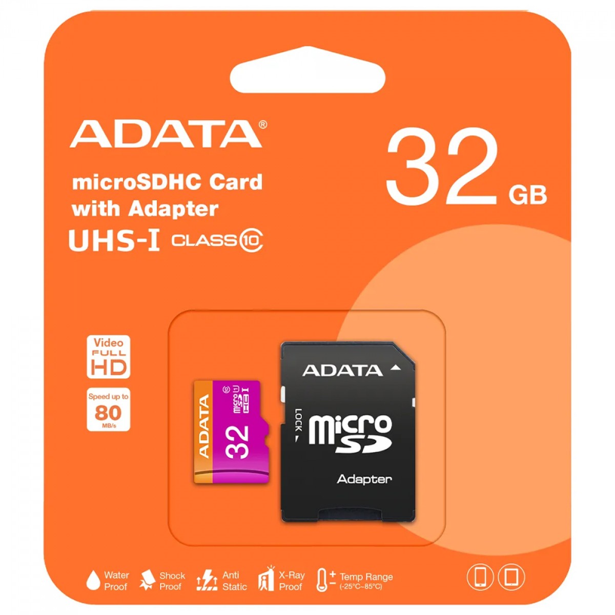 Cartão De Memória Adata Premier MicroSDXC/SDHC UHS-I, 32GB, Classe 10, Com Adaptador, AUSDH32GUICL10-RA1