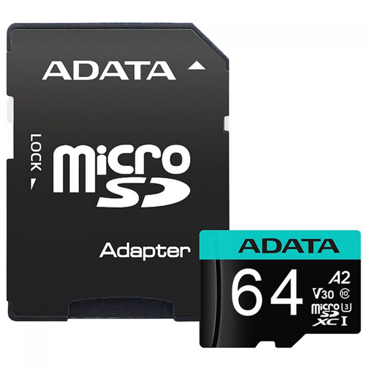 Cartão De Memória Adata Premier Pro MicroSDXC/SDHC UHS-I, 64GB, Classe 10, Com Adaptador, AUSDX64GUI3V30SA2-RA1