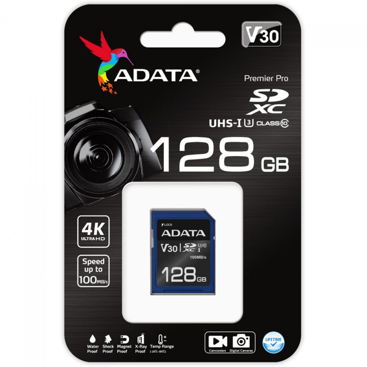 Cartão De Memória Adata Premier Pro SDXC UHS-I, 128GB, Classe 10, ASDX128GUI3V30S-R