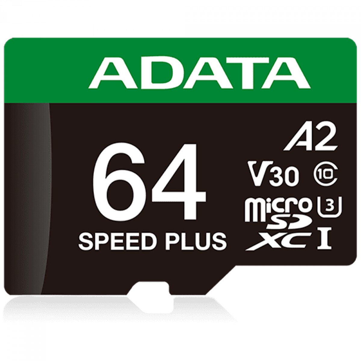 Cartão De Memória Adata Speed Plus MicroSDXC UHS-I, 64GB, Classe 10, Com Adaptador, UD64GUI3V30A2SP-RA1