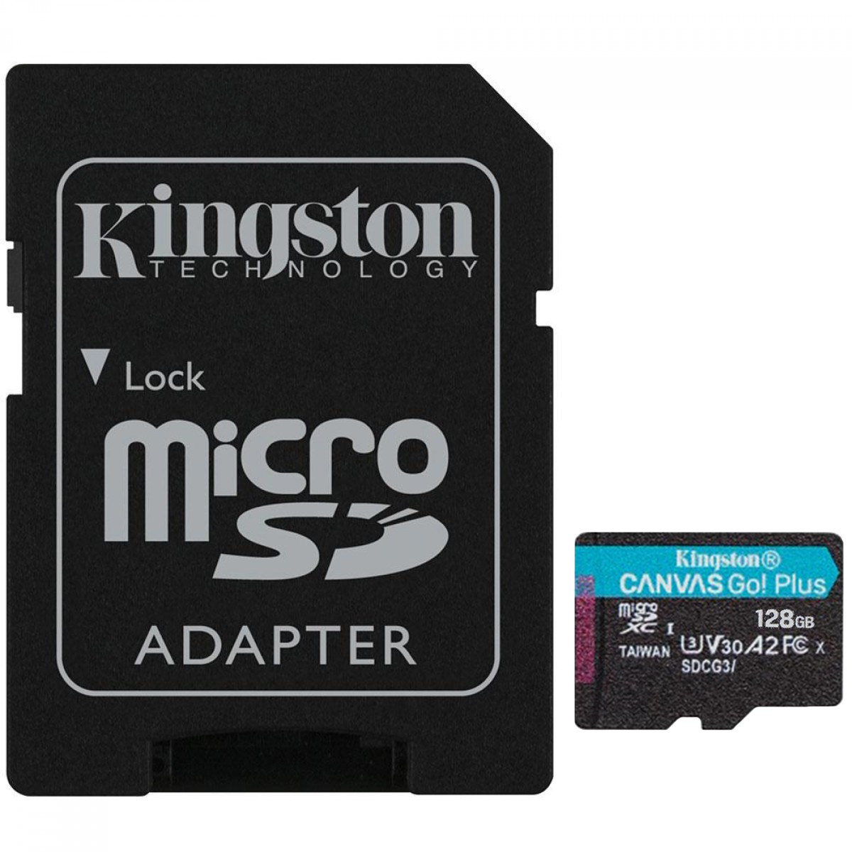 Cartão de Memória Kingston Canvas Go Plus, MicroSD 128GB, Com Adaptador, SDCG3/128GB