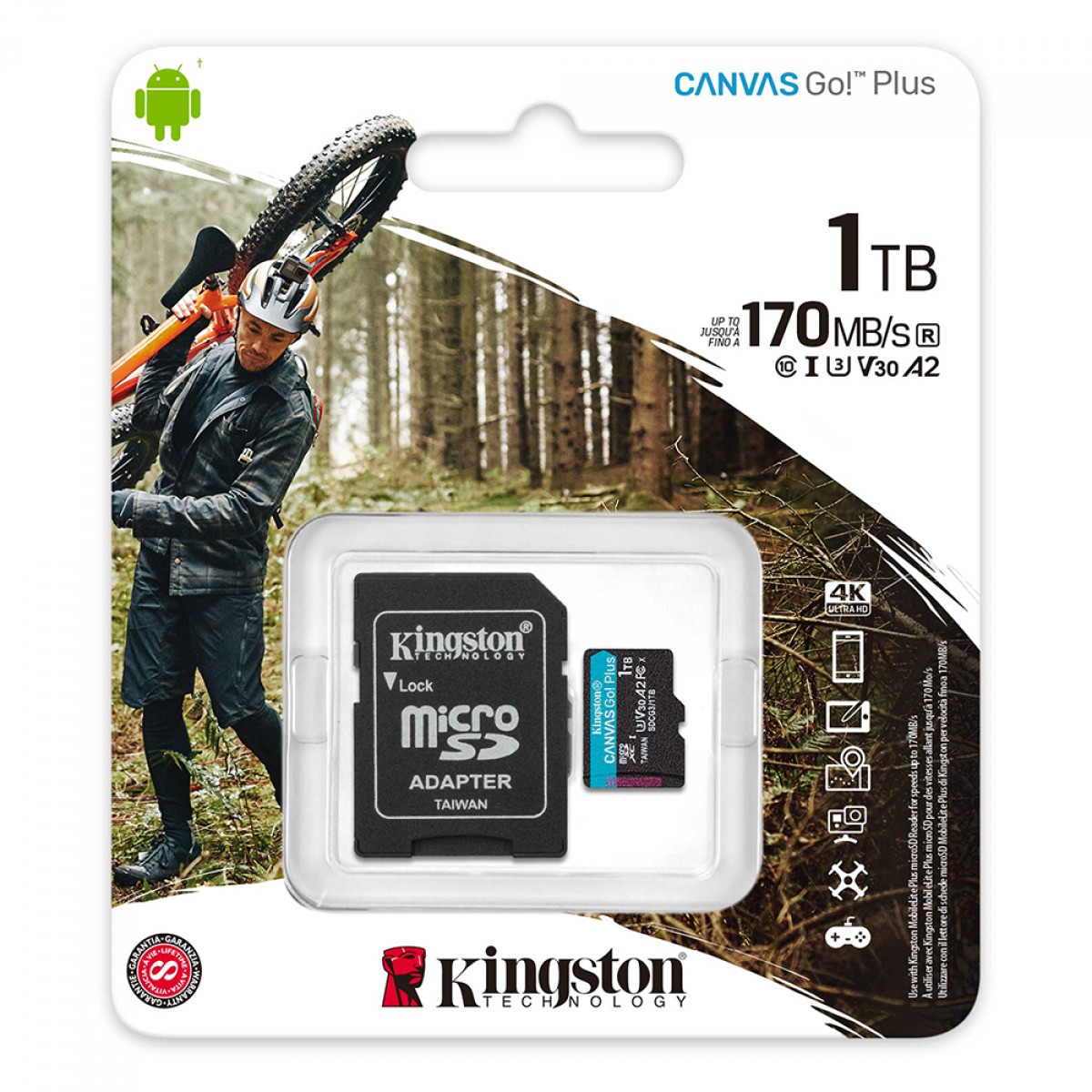 Cartão de Memória Kingston Canvas Go Plus, MicroSD 1TB, Com Adaptador, SDCG3/1TB