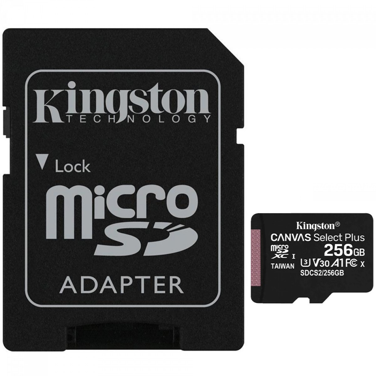 Cartão de Memória Kingston Canvas Select Plus, MicroSD 256GB, Classe 10, Com Adaptador, SDCS2/256GB