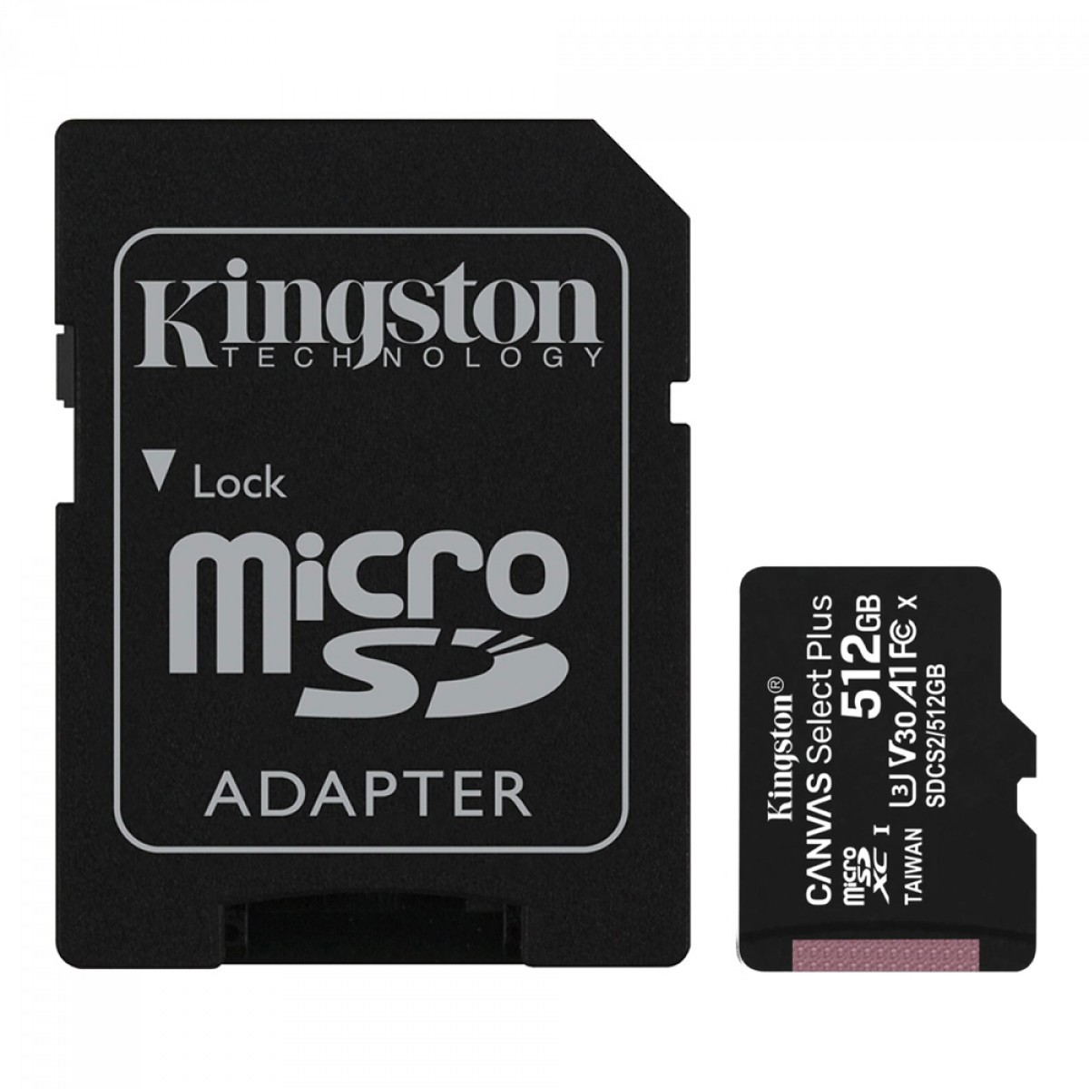 Cartão de Memória Kingston Canvas Select Plus, MicroSD 512GB, Classe 10, Com Adaptador, SDCS2/512GB
