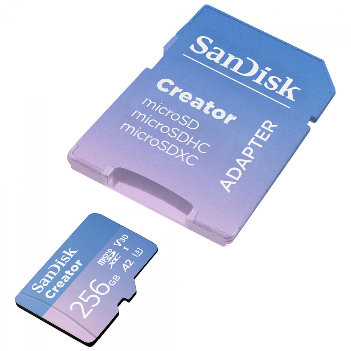 Cartão De Memória SanDisk Creator microSDXC UHS-I, 256GB, 190MBs, Com Adaptador, SDSQXAV-256G-GN6MS