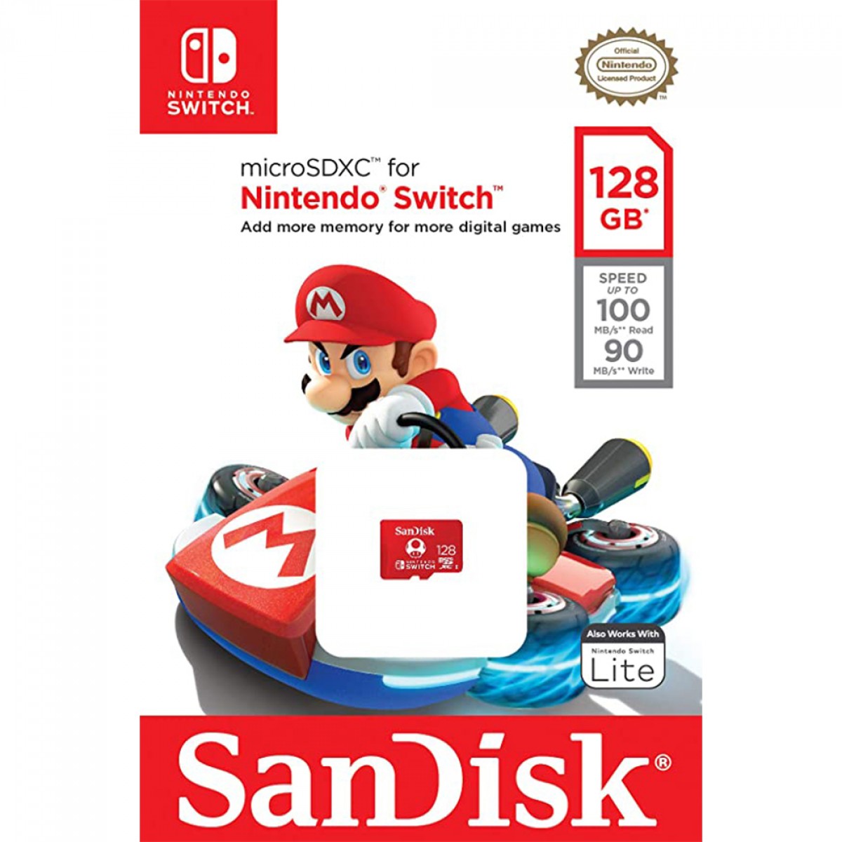 Cartão De Memória SanDisk MicroSD Nintendo Switch, 128GB, Class 10, SDSQXAO-128G-GNCZN
