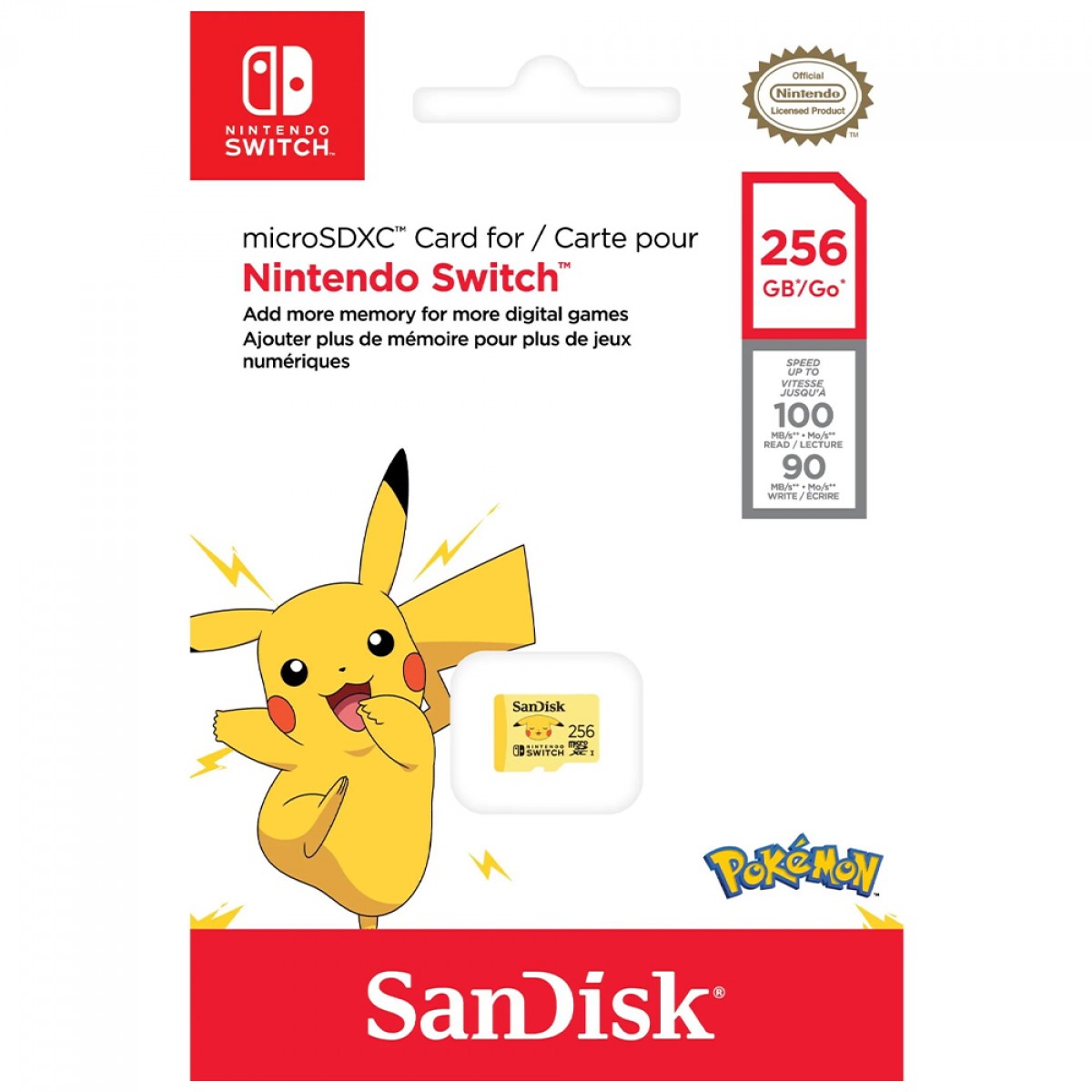 Cartão De Memória SanDisk MicroSD Pokémon Nintendo Switch, 256GB, 100Mbs, Class 10, SDSQXAO-256G-GN6ZK