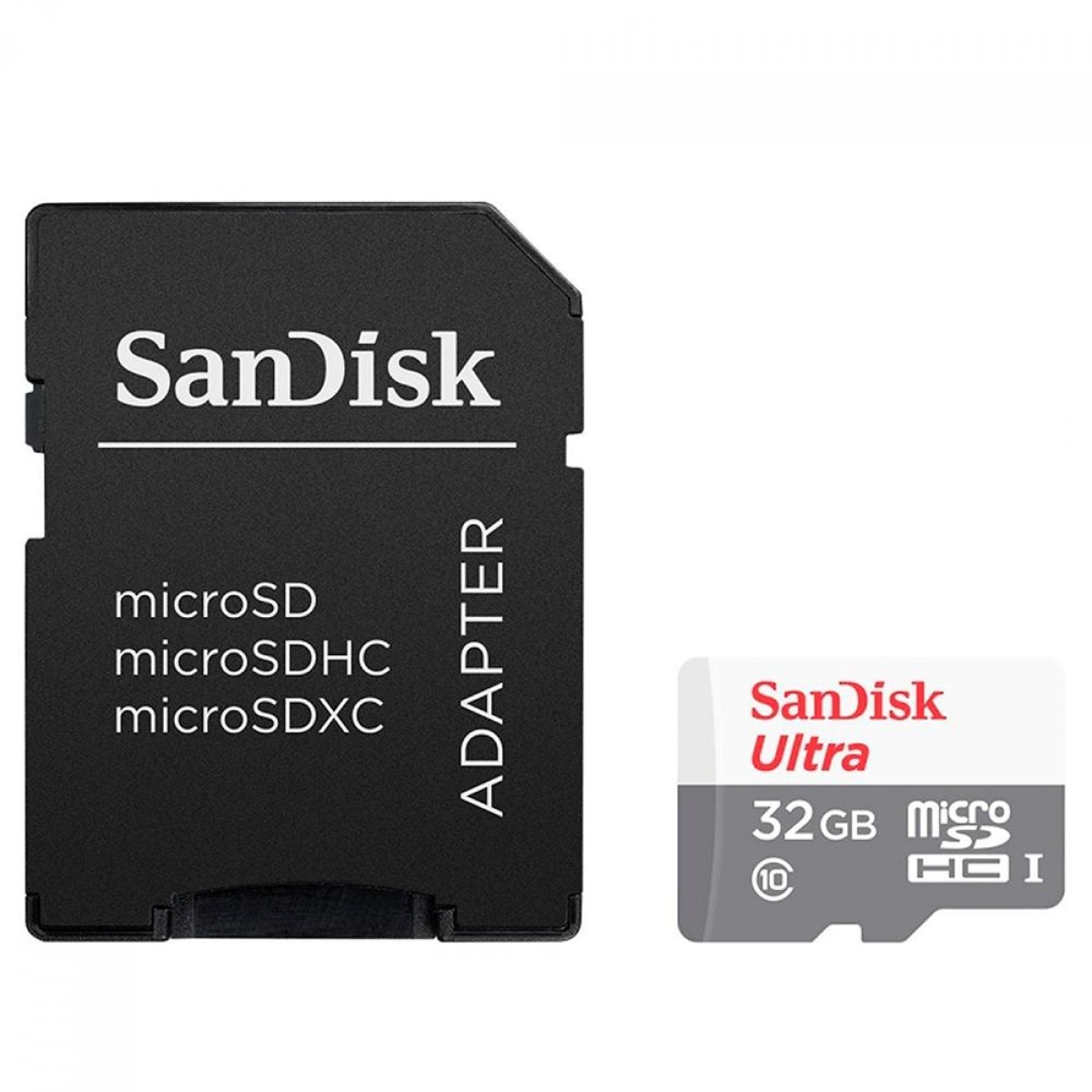 Cartão De Memória SanDisk Ultra MicroSDHC UHS-I, 32GB, 100MBs, Class 10, Com Adaptador, SDSQUNR-032G-GN3MA