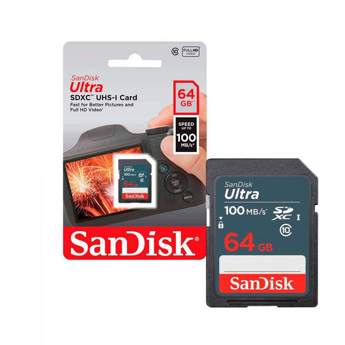 Cartão De Memória SanDisk Ultra, SDXC, 64GB, 100MBs, Class 10, SDSDUNR-064G-GN3IN