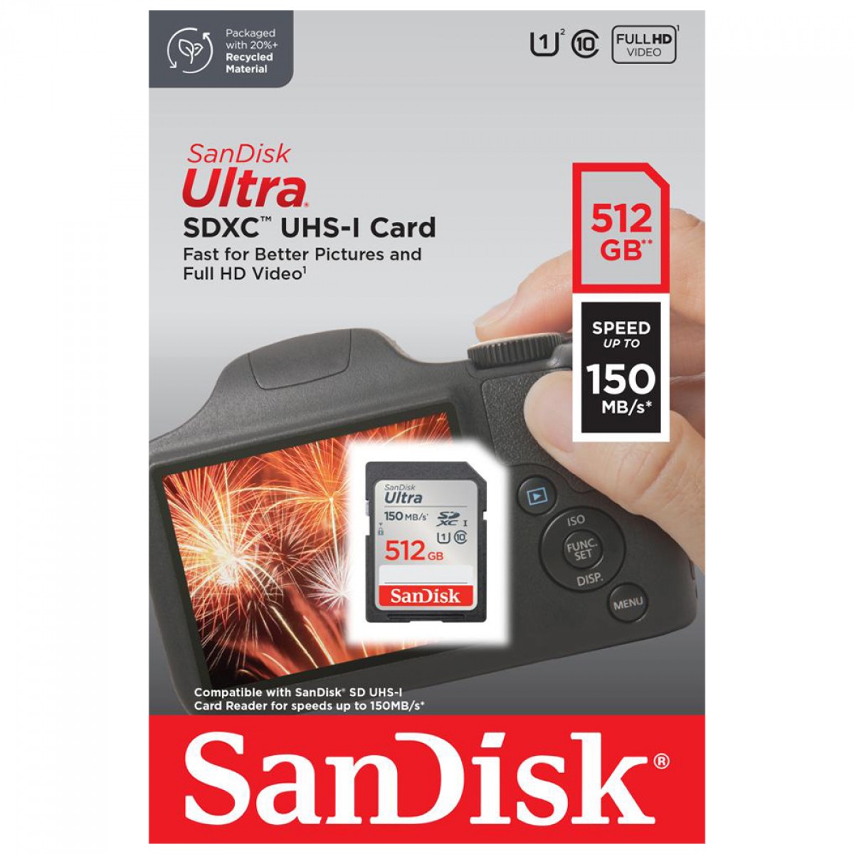 Cartão de Memória SanDisk Ultra, UHS-I e SDXC, 512GB, 150MBs, Class 10, SDSDUNC-512G-GN6IN