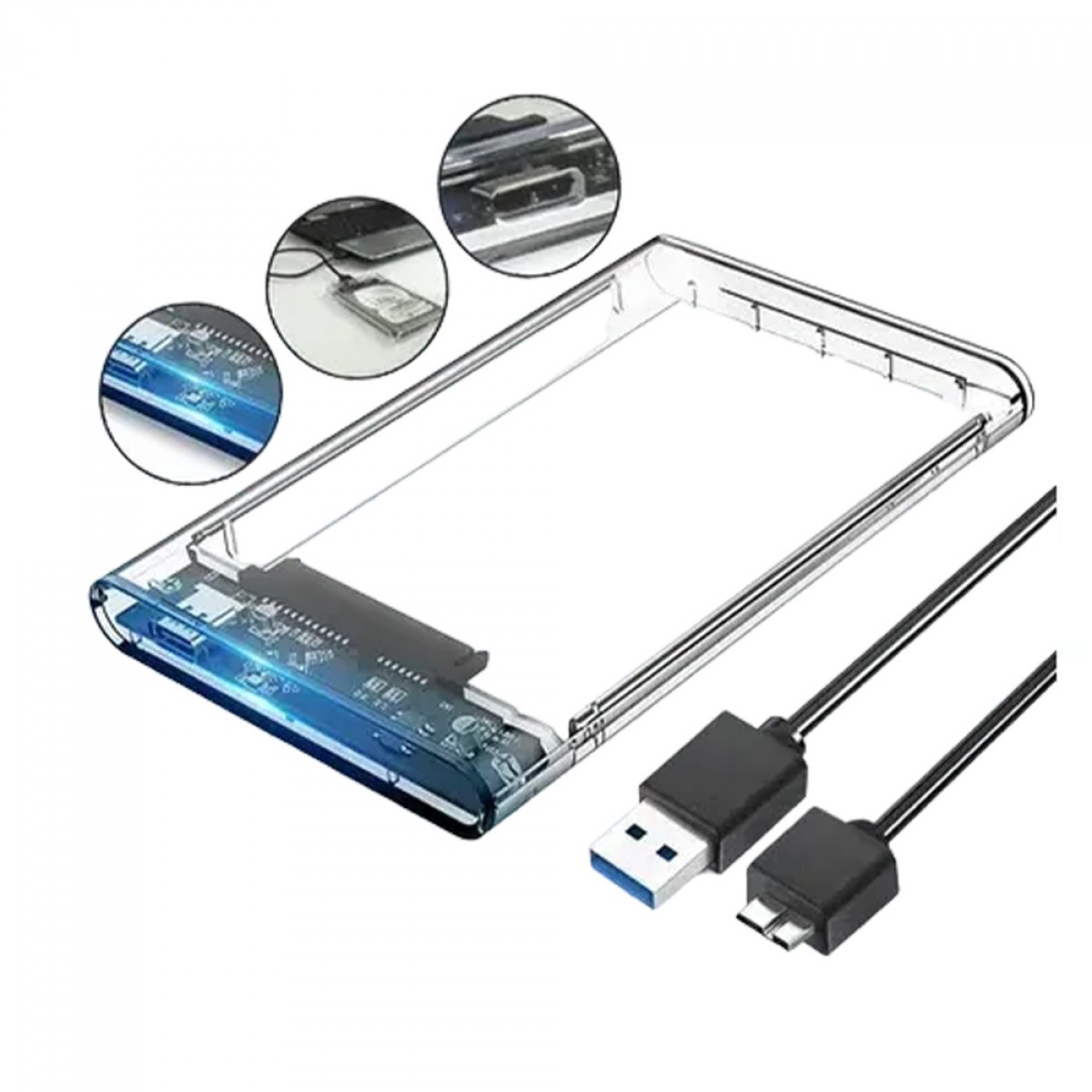 Case Externa para HD Notebook, USB 3.0, Transparente, ECASE-300