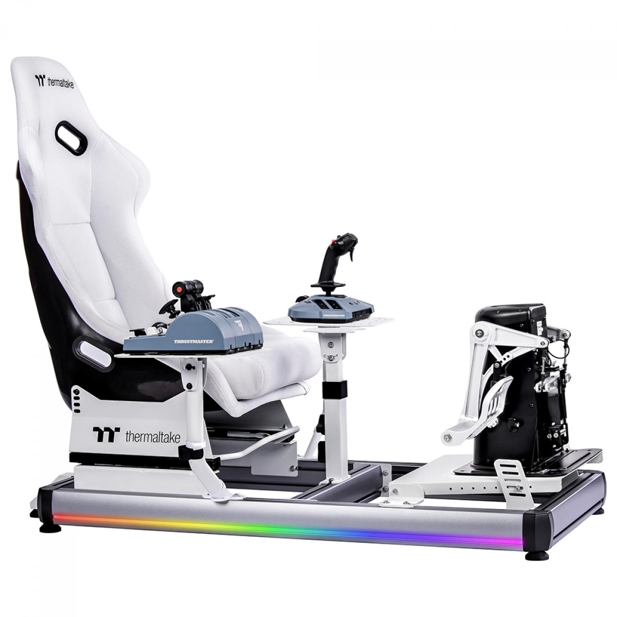 Cockpit Para Simulador de Voo Thermaltake GF500 Flight Simulator, RGB, Com Cadeira, Suporte de Pedais/Manche/Joystick, Branco, GSC-F50-CPASWH-01