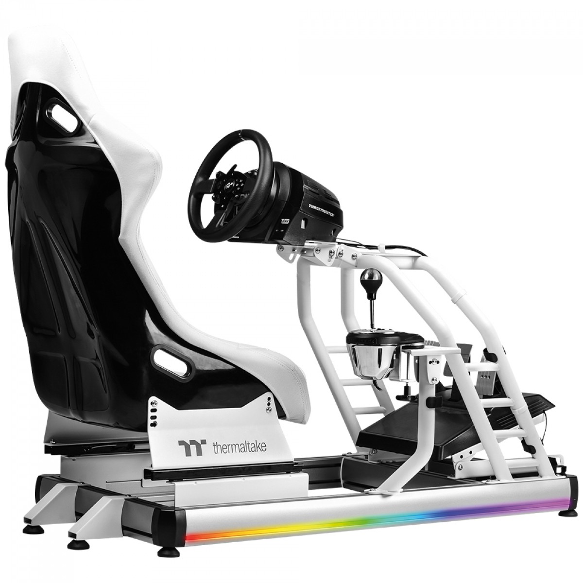 Cockpit Para Simulador Thermaltake GR500 Racing Simulator, RGB, Com Cadeira, Suporte de Pedais/Volante/Câmbio, Branco, GSC-R50-CPASWH-01