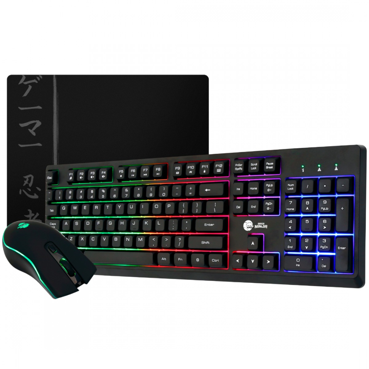 Combo Gamer Ninja Legacy 3 Em 1, Teclado, Mouse e Mousepad, USB, RGB, Preto, GN-CG-LGTMPB