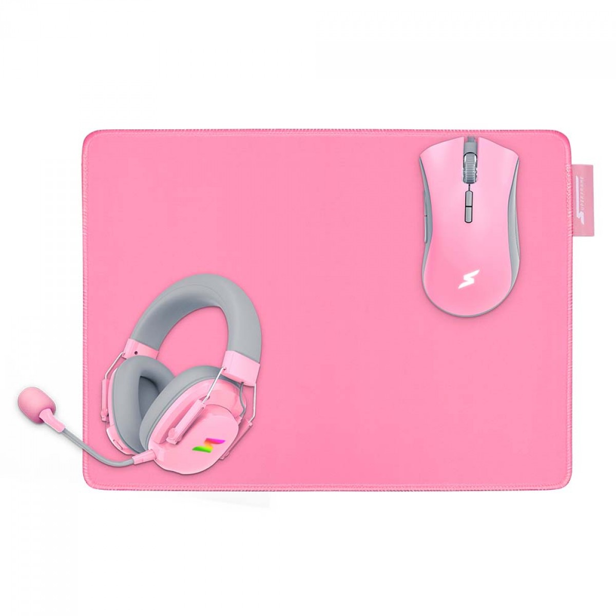 Combo Gamer SuperFrame Magnus 3 Em 1, Headset, Mouse e Mousepad, Pink