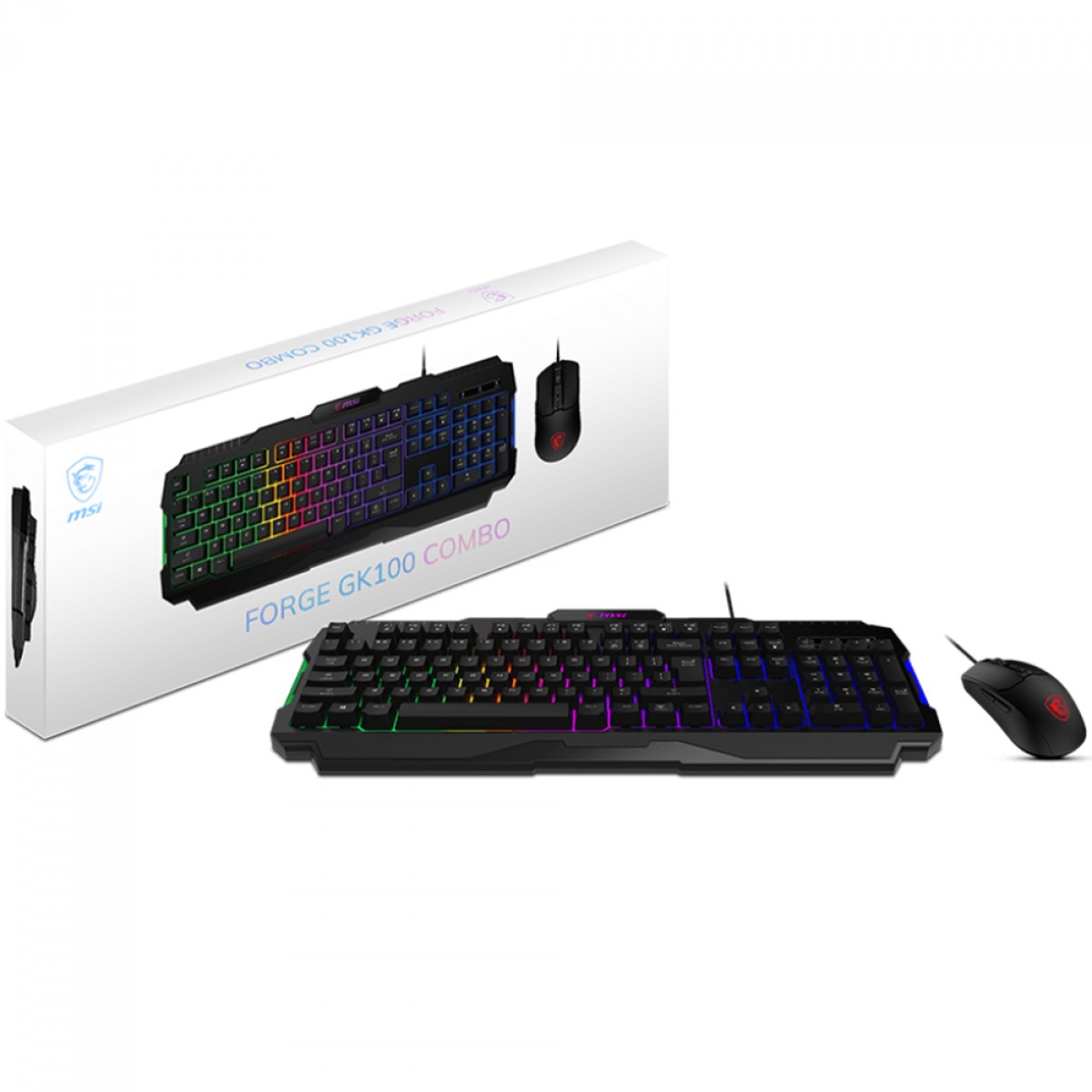 Combo Gamer Teclado e Mouse MSI GK100, RGB, USB, Preto