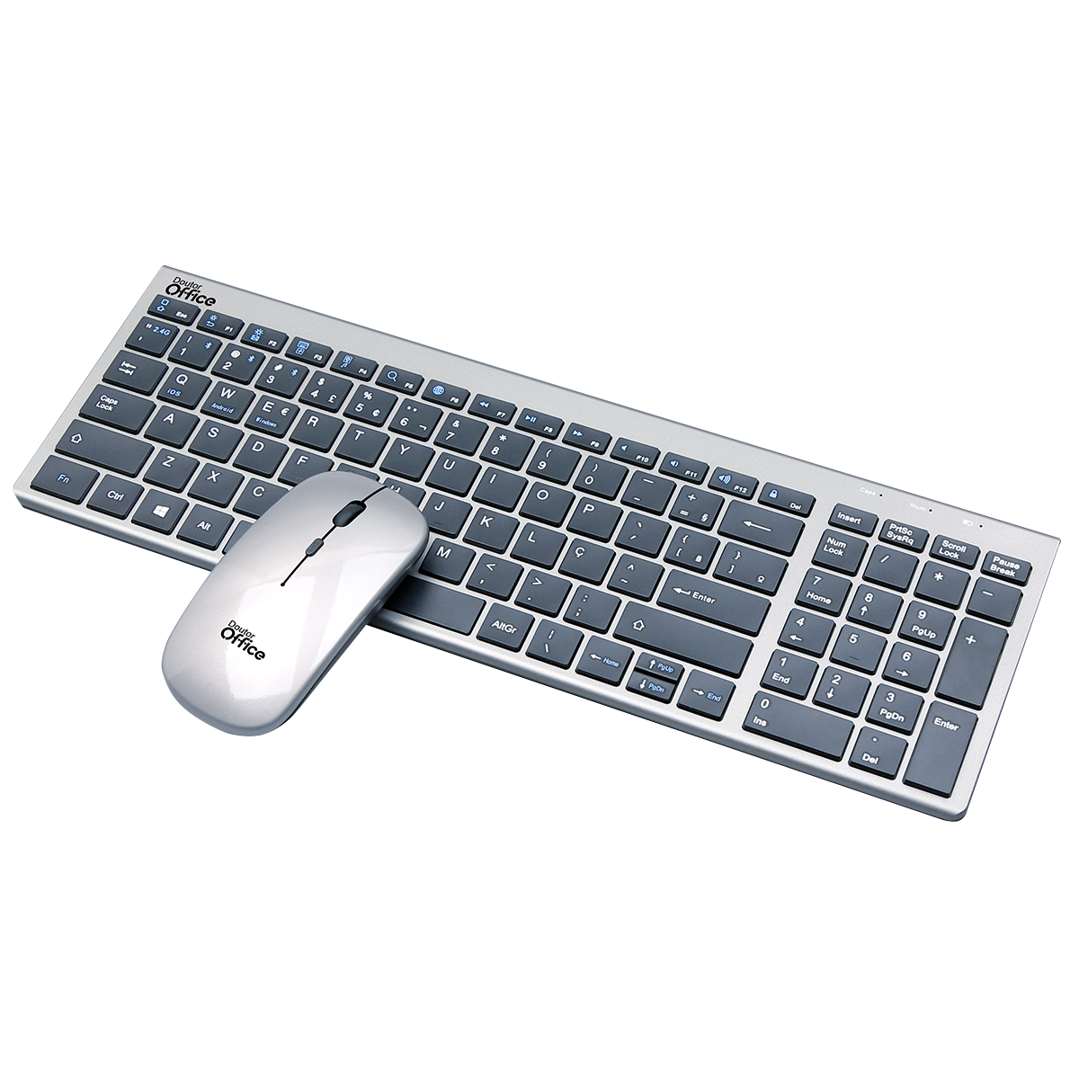 Combo Mouse E Teclado Sem Fio Dr. Office, SDR-0302-G, USB, Cinza Metálico