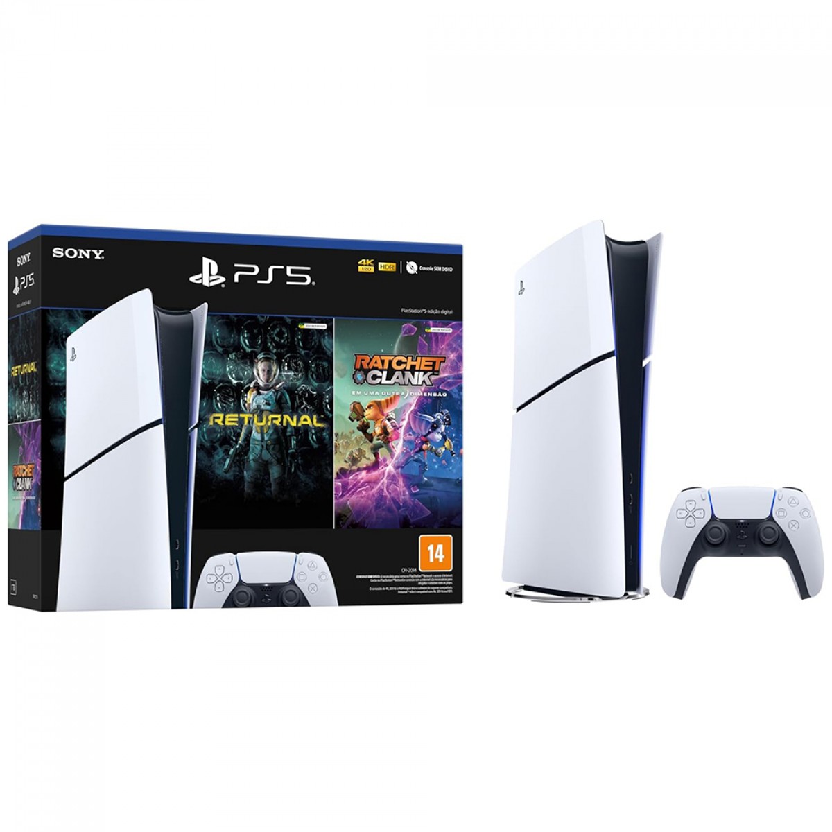 Console Playstation 5 Slim Digital Edition + Returnal e Ratchet & Clank, 1TB, Com 1 Controle PS5