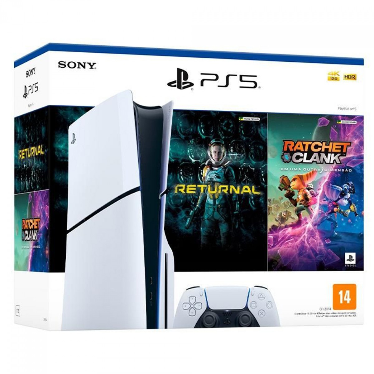Console Playstation 5 Slim + Returnal e Ratchet & Clank, 1TB, Com 1 Controle PS5