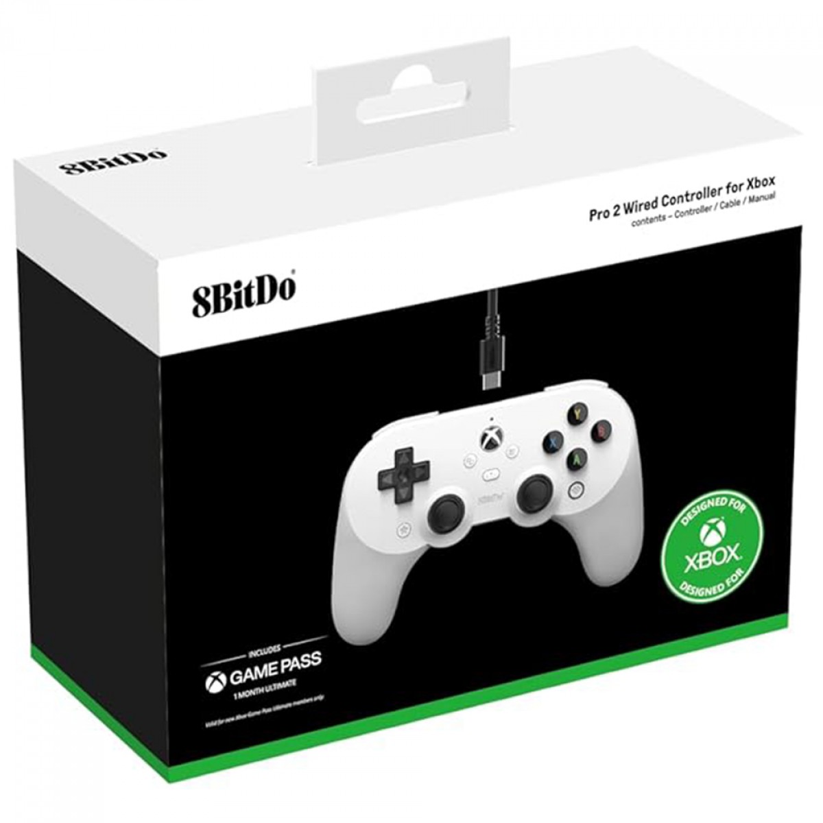 Controle Gamer 8BitDo Pro 2 Hall Edition Para Xbox, Com Fio, XBOX/Windows, Licenciado Microsoft, Branco, 82BB03E