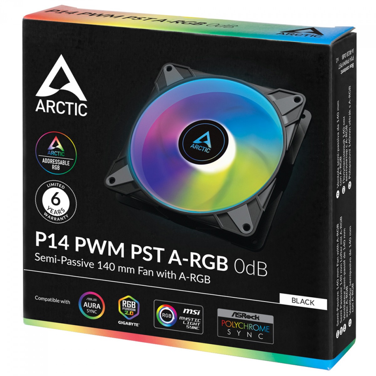 Cooler Para Gabinete Arctic P14 PWM PST, ARGB, 140mm, Preto, ACFAN00239A