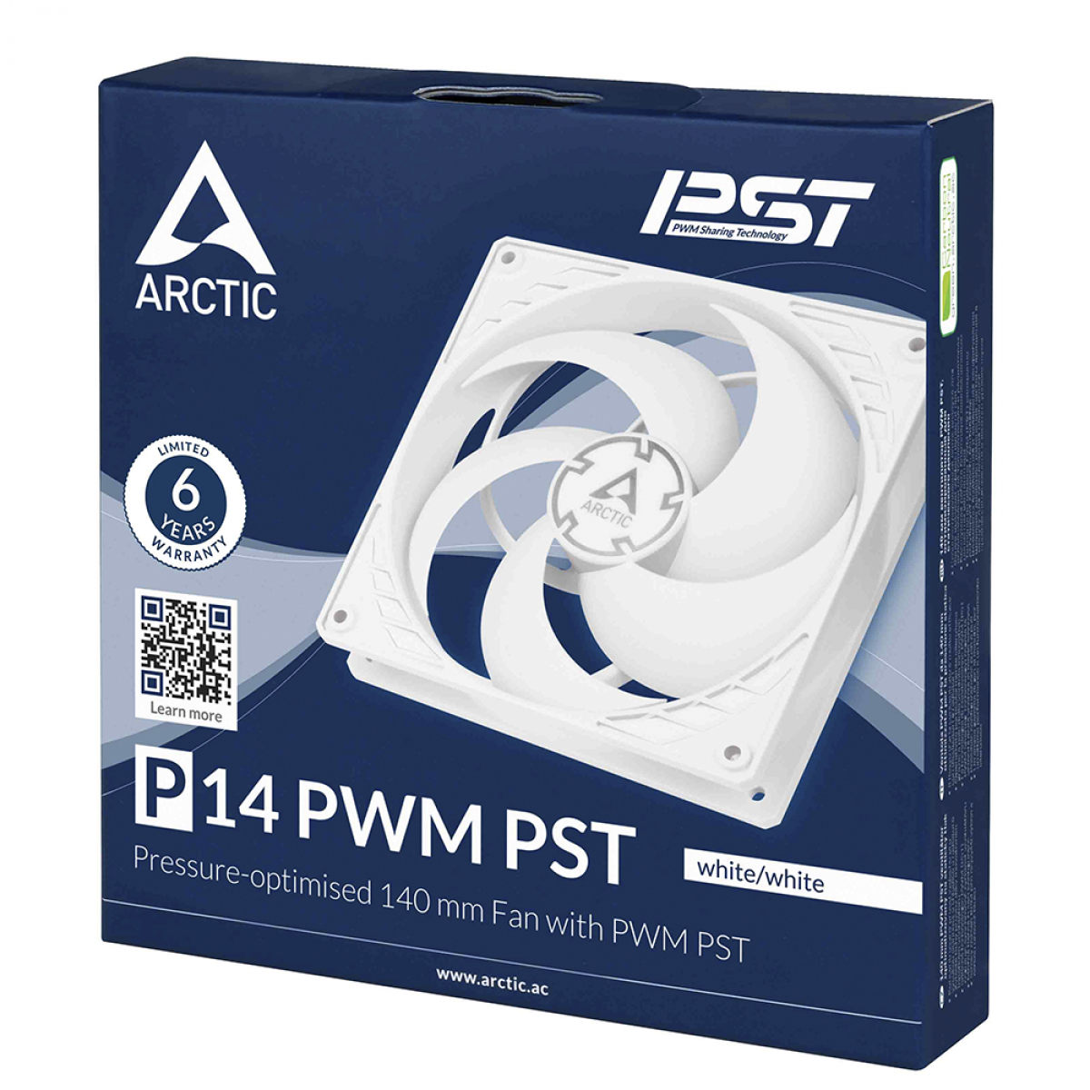 Cooler para Gabinete Arctic P14 PWM PST, 140mm, White, ACFAN00197A - Open Box