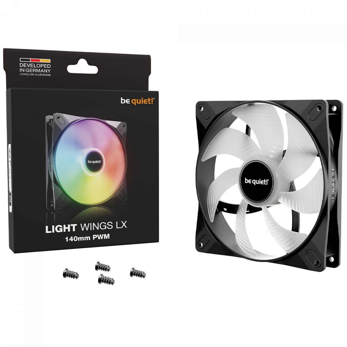 Cooler Para Gabinete Be Quiet Light Wings LX, ARGB, 140mm, PWM, Preto, BL126
