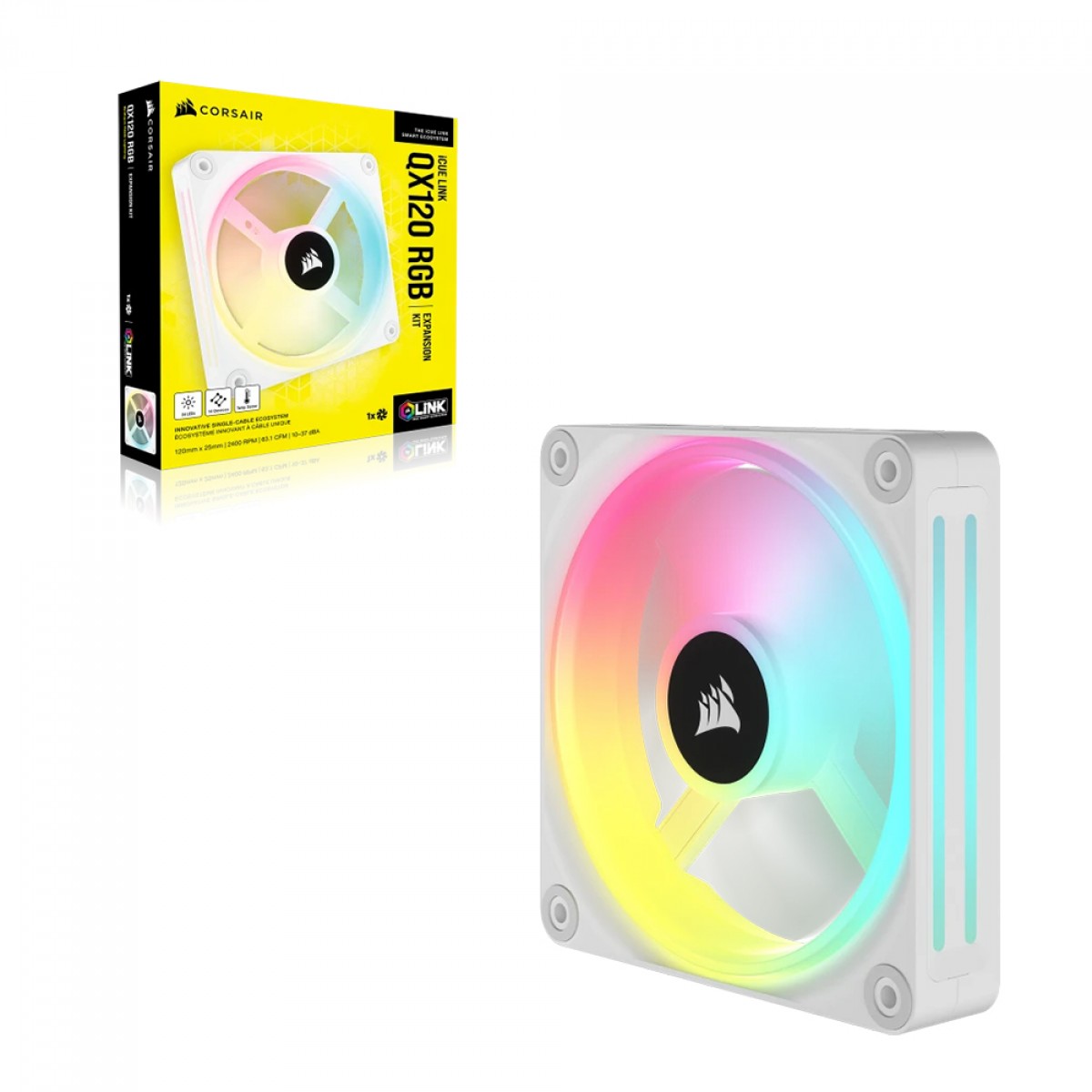Cooler Para Gabinete Corsair QX120 RGB, iCUE Link, 120mm, Branco, CO-9051005-WW