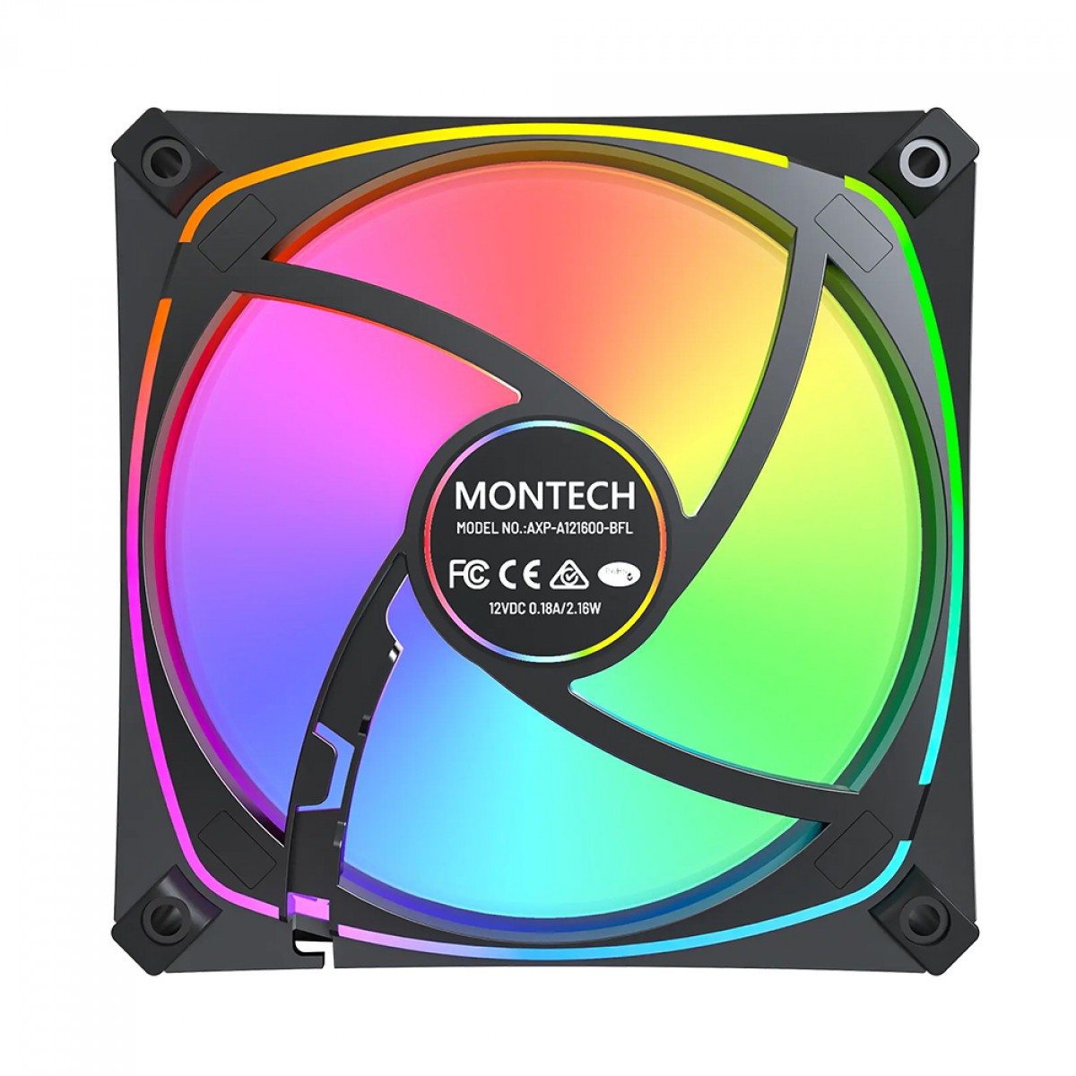 Cooler Para Gabinete Montech AX120 PRO, ARGB, 120mm, Preto