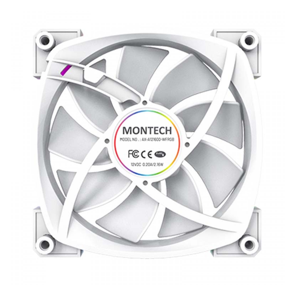 Cooler Para Gabinete Montech AX120 PWM, 120mm, White