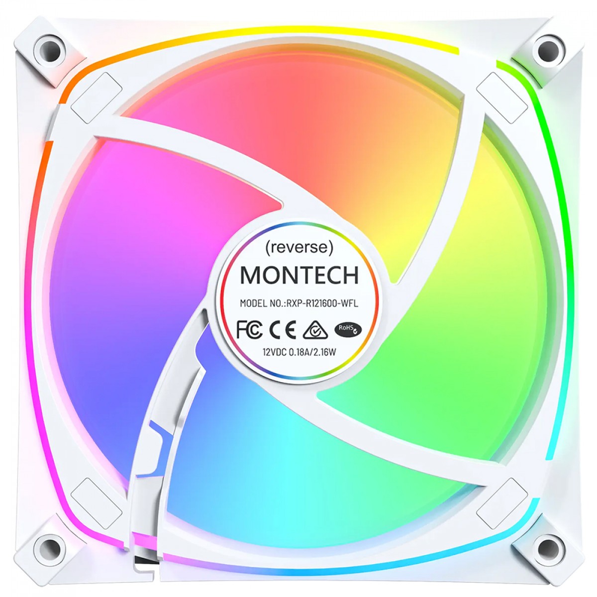 Cooler Para Gabinete Montech RX120 Pro, ARGB, 120mm, Reverse, PMW, Branco