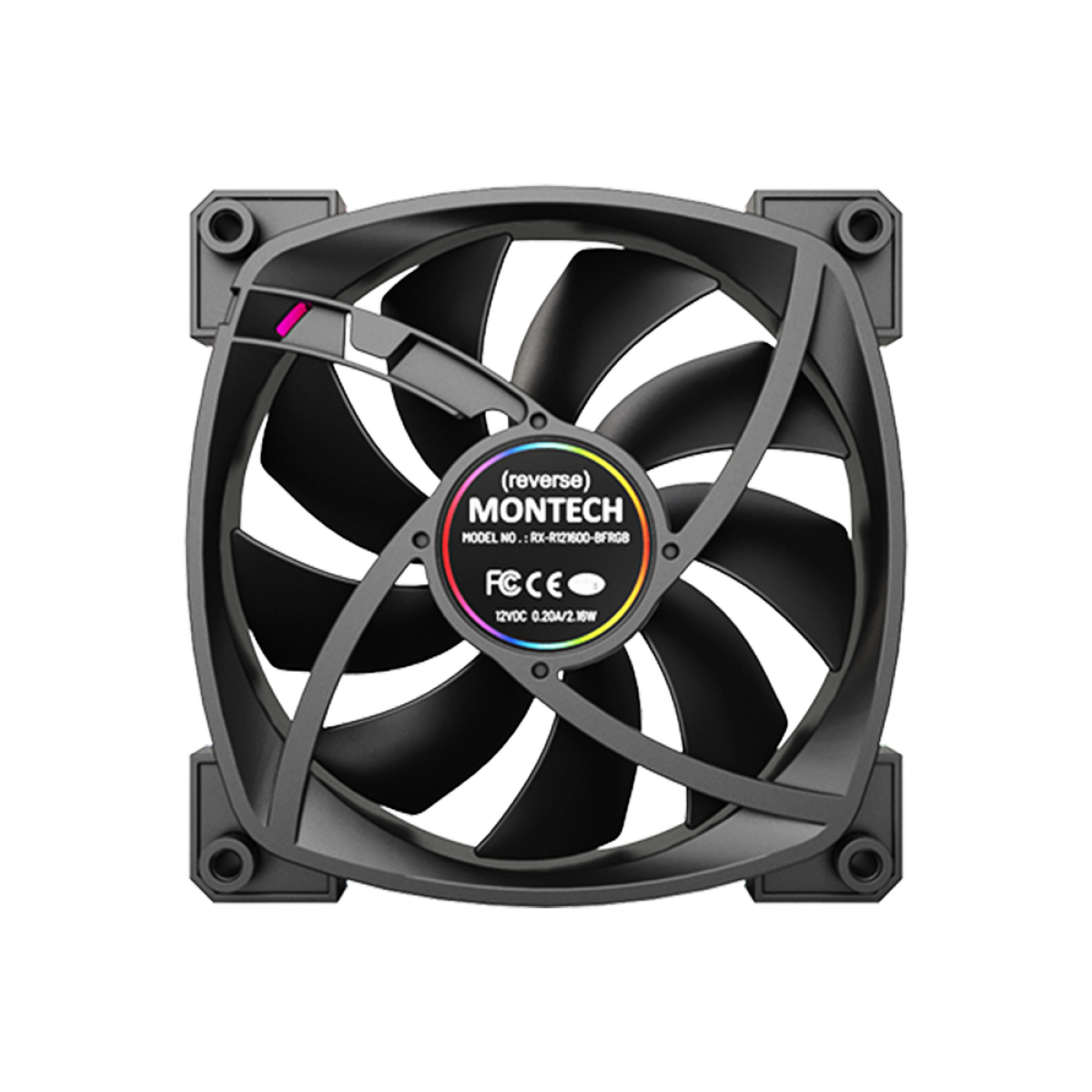 Cooler Para Gabinete Montech RX120 PWM, 120mm, Reverso, Black