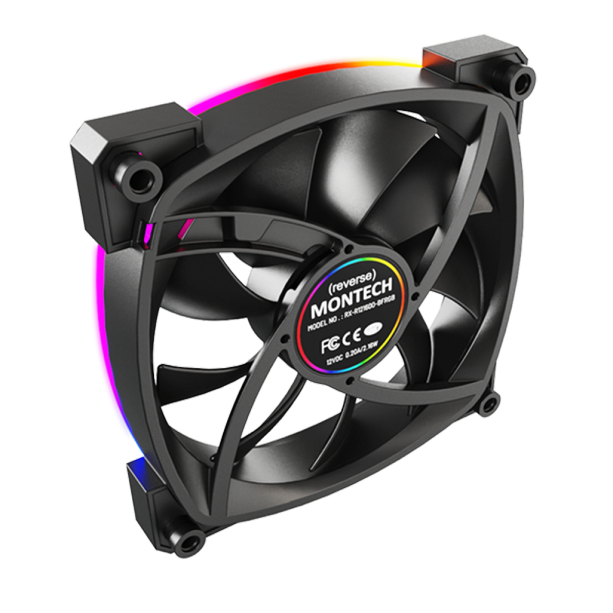 Cooler Para Gabinete Montech RX120 PWM, 120mm, Reverso, Black