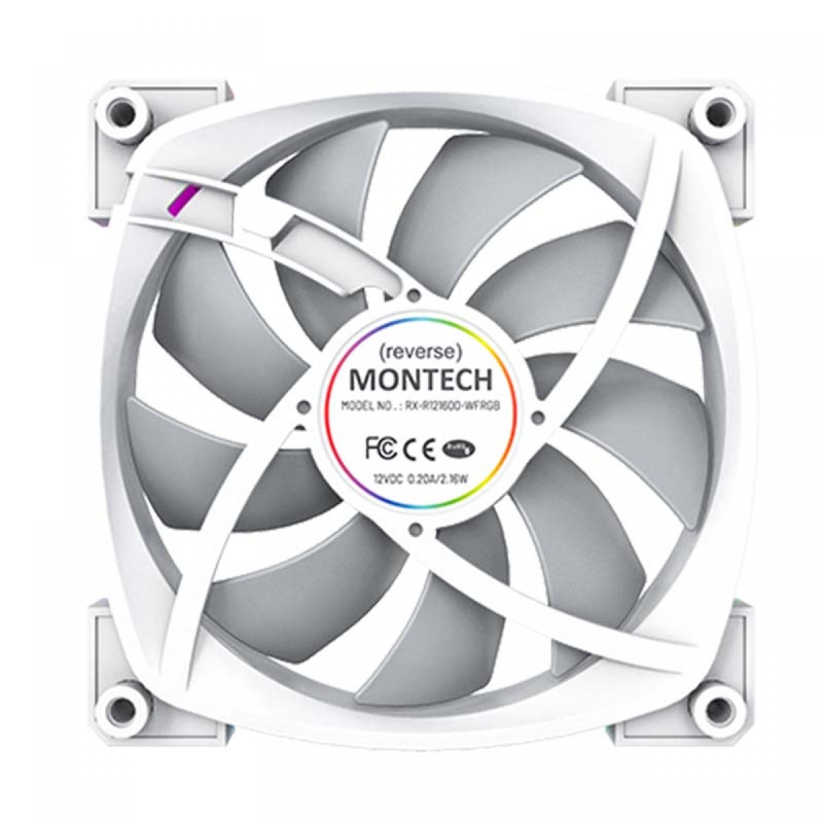 Cooler Para Gabinete Montech RX120 PWM, 120mm, Reverso, White