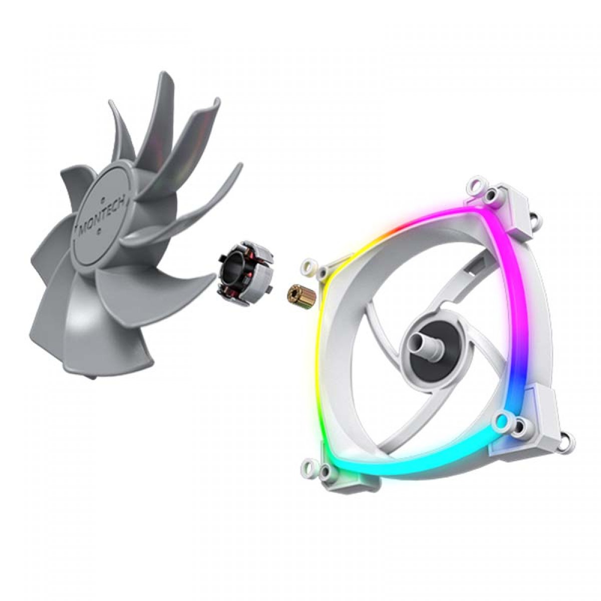 Cooler Para Gabinete Montech RX120 PWM, 120mm, Reverso, White