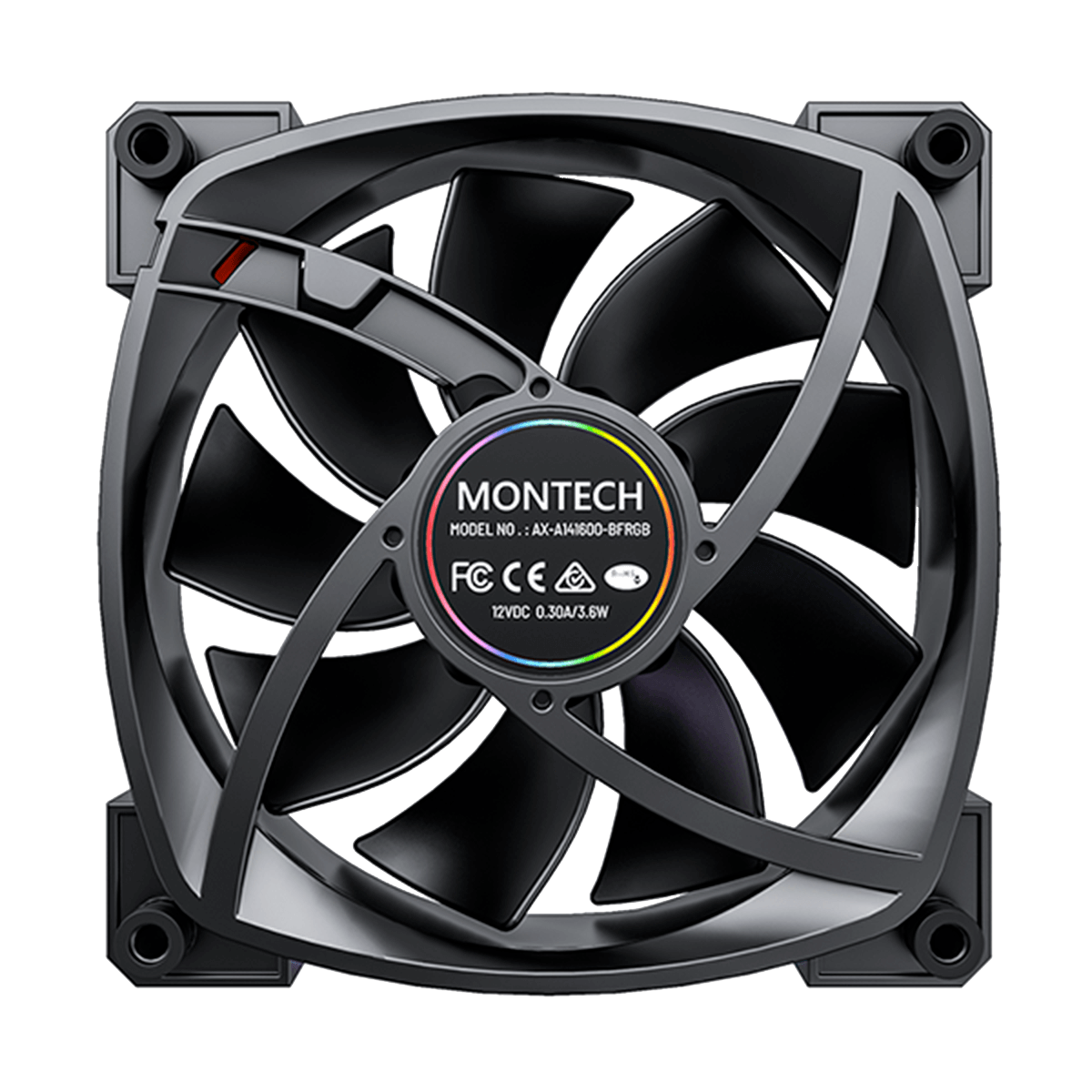 Cooler Para Gabinete Montech RX140 PWM, ARGB, 140mm, Reverso, Black