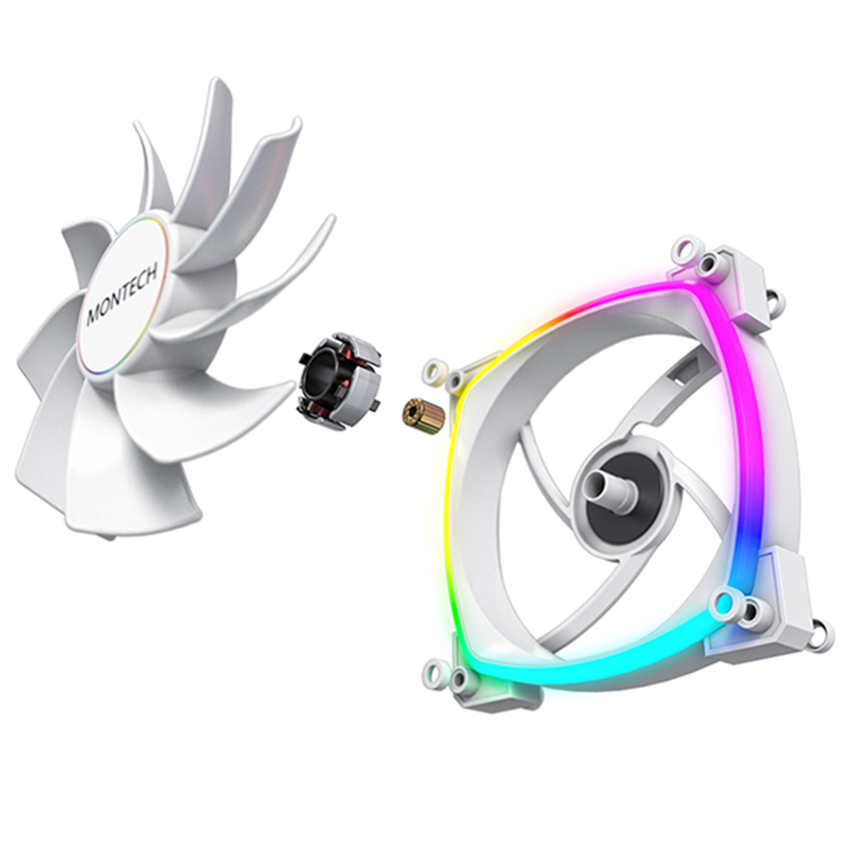 Cooler Para Gabinete Montech RX140 PWM, ARGB, 140mm, Reverso, White