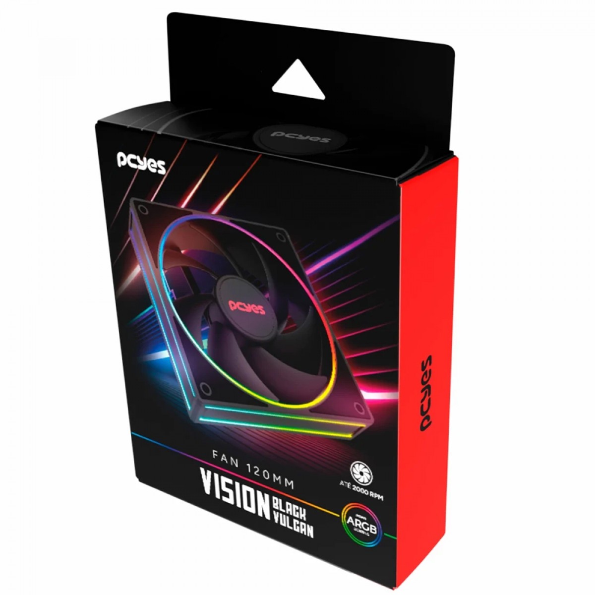 Cooler Para Gabinete PCYes Vision Black Vulcan, ARGB, 120mm, Preto, FVBV120