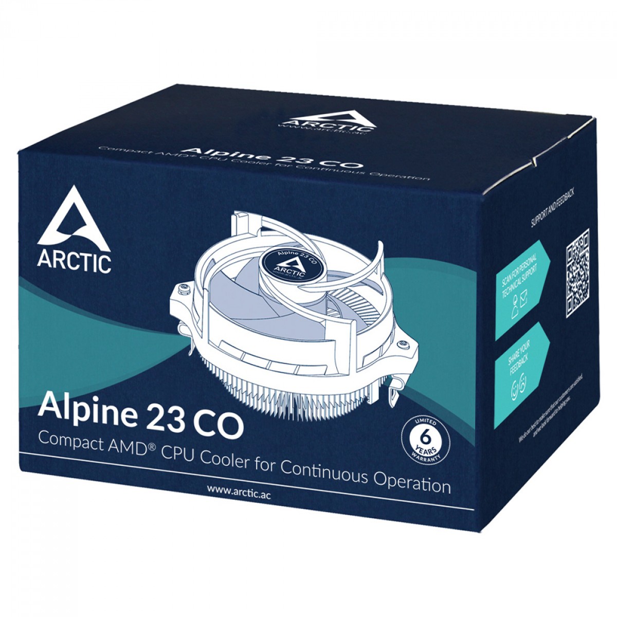 Cooler Para Processador Arctic Cooling Alpine 23 CO, 90mm, AMD, Preto, ACALP00036A