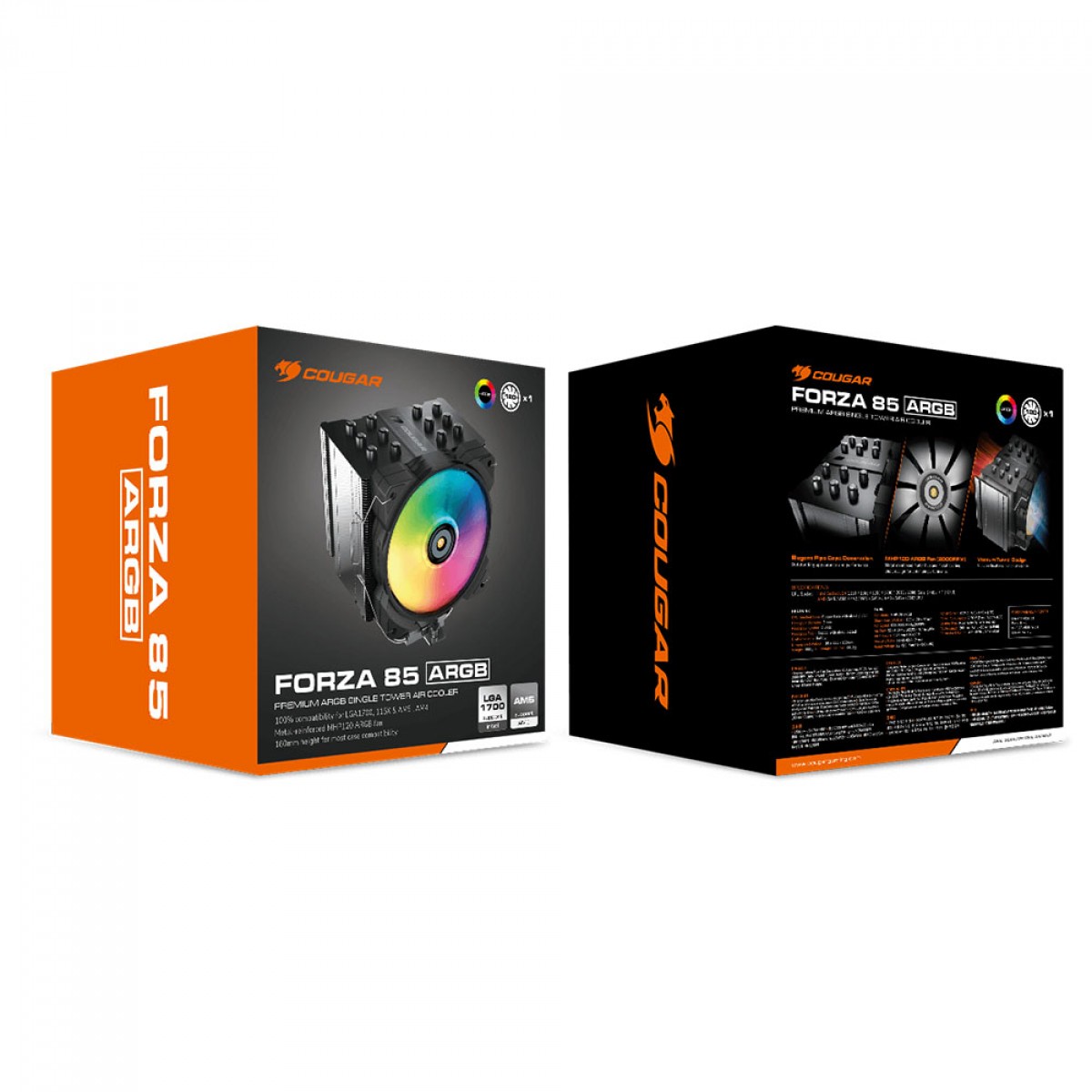 Cooler para Processador Cougar Forza 85, ARGB, 120mm, Intel-AMD, 3MFZR85.0001
