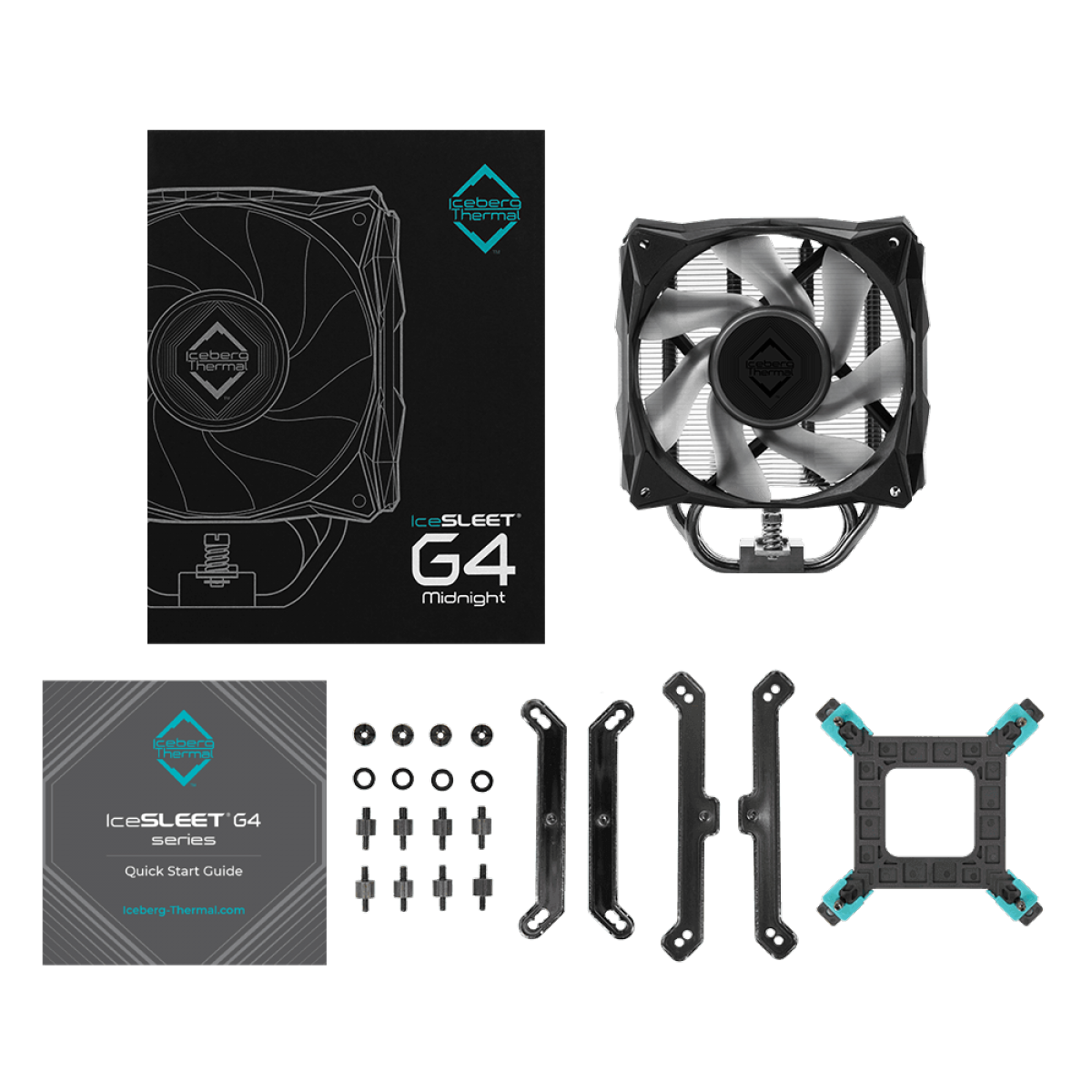 Cooler Para Processador Iceberg Thermal IceSLEET G4 Midnight, 120mm, ARGB, Intel-AMD, Preto, ICESLEETG4MD-BBB-00A