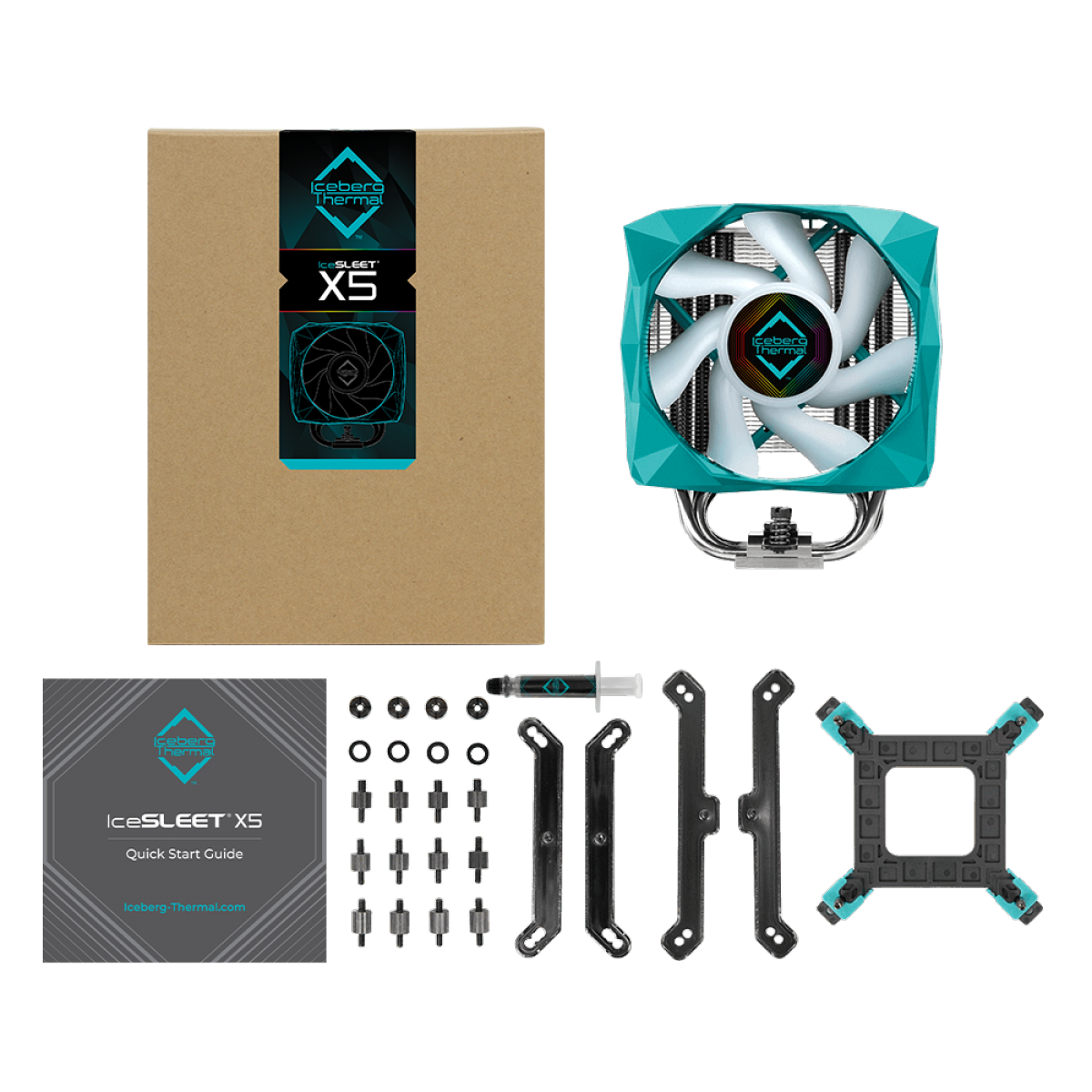 Cooler Para Processador Iceberg Thermal IceSLEET X5, 120mm, RGB, Intel-AMD, Azul, ICELEETX5-00A