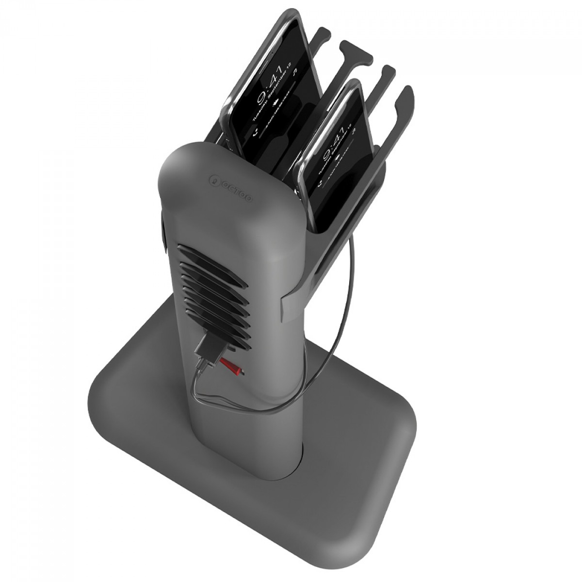 Extensão Elétrica Totem Octoo EasyPlug, 6 Tomadas+USB+USB-C, Suporte Para Smartphone, Bivolt, Titanium