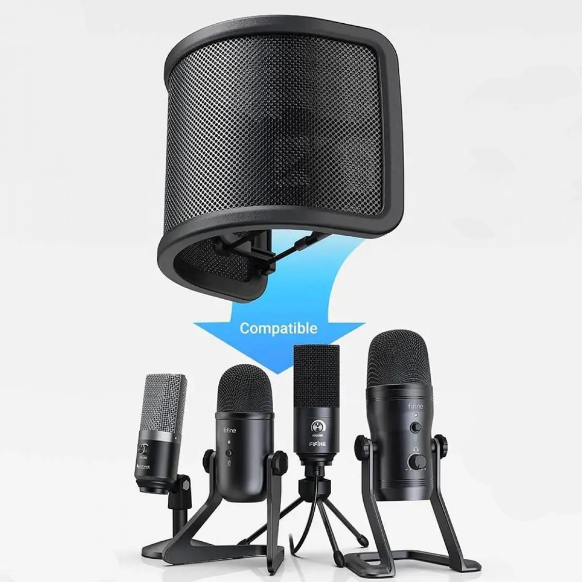 Filtro Pop Fifine U1 Para Microfone Estúdio Gravação, Preto