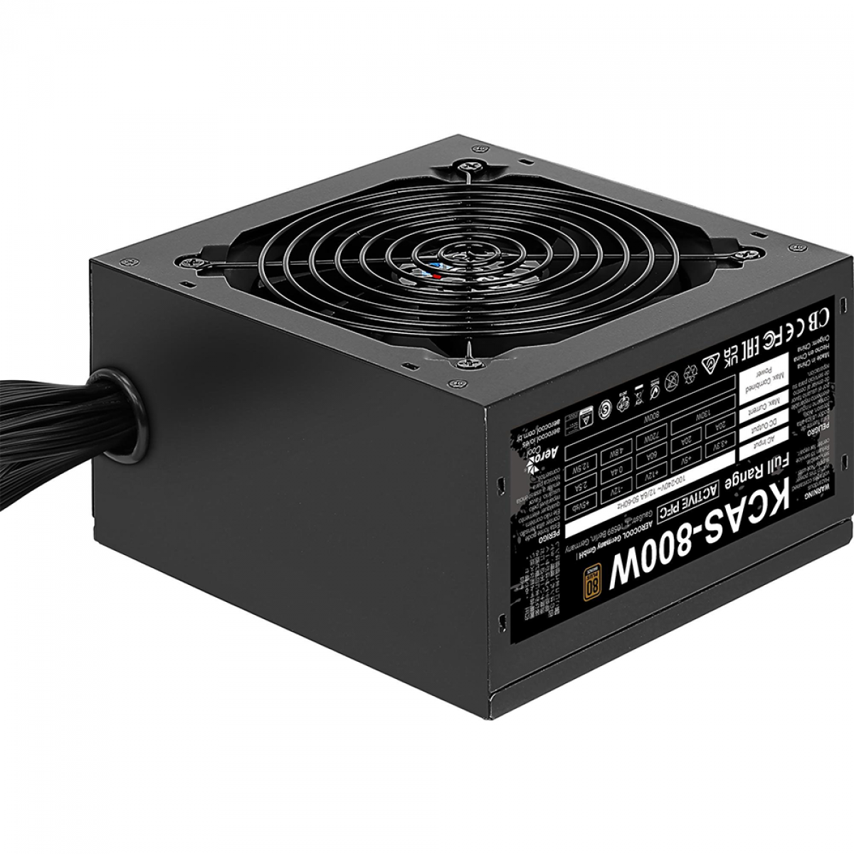Fonte Aerocool KCAS 800W, 80 Plus Bronze, PFC Ativo