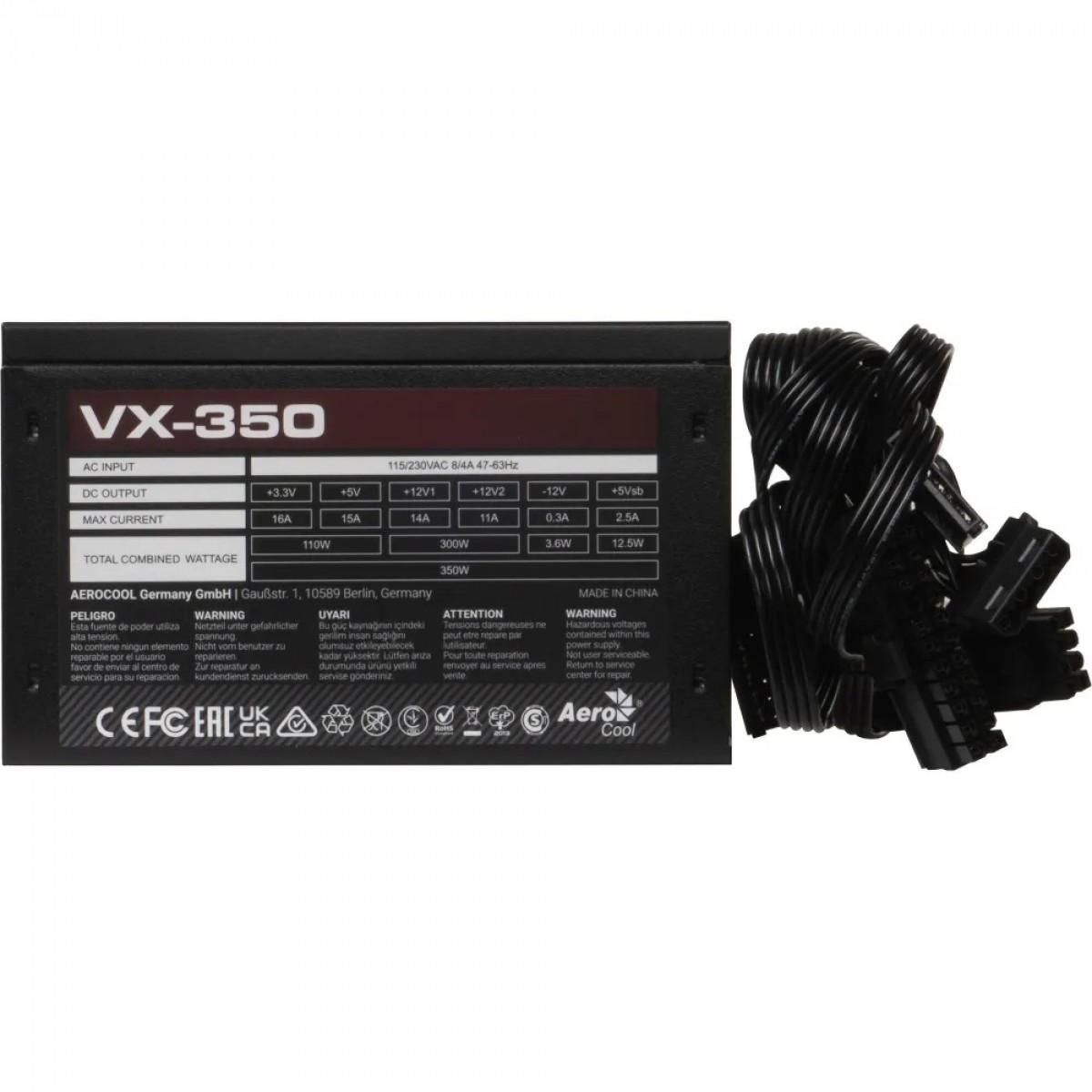 Fonte Aerocool Stealth VX-350, 350W, Bivolt, Preto