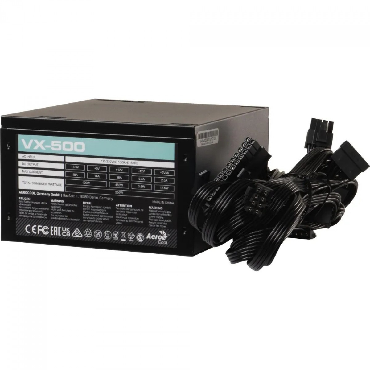 Fonte Aerocool Stealth VX-500, 500W, Bivolt, Preto