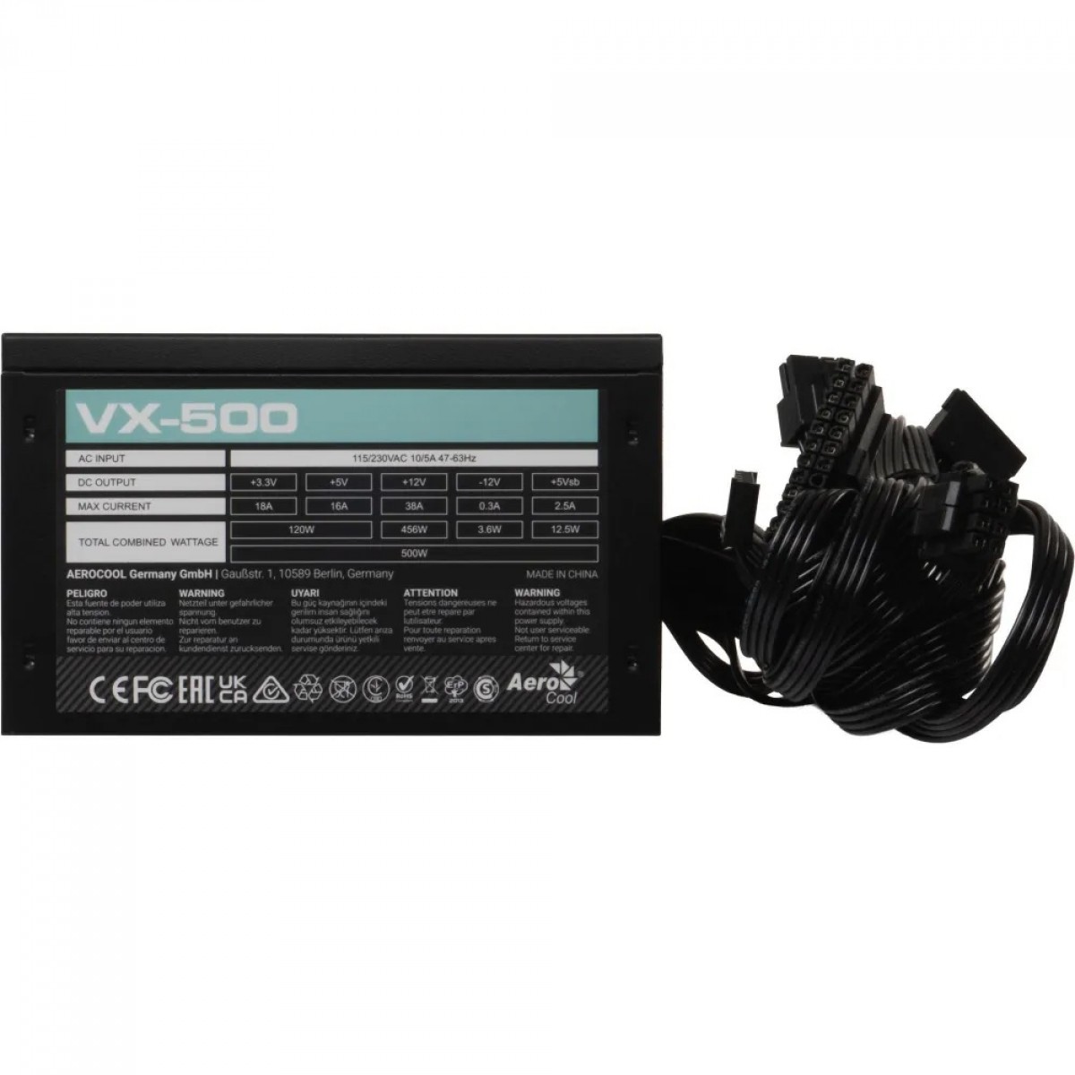 Fonte Aerocool Stealth VX-500, 500W, Bivolt, Preto